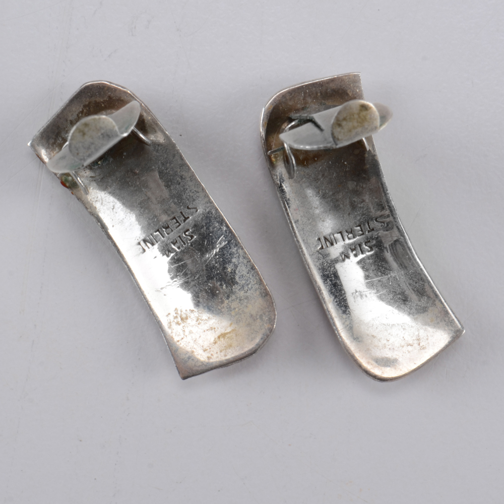 Collection of Red Enamel Siam Sterling Nielloware Jewelry