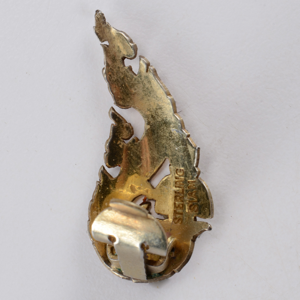 Collection of Red Enamel Siam Sterling Nielloware Jewelry