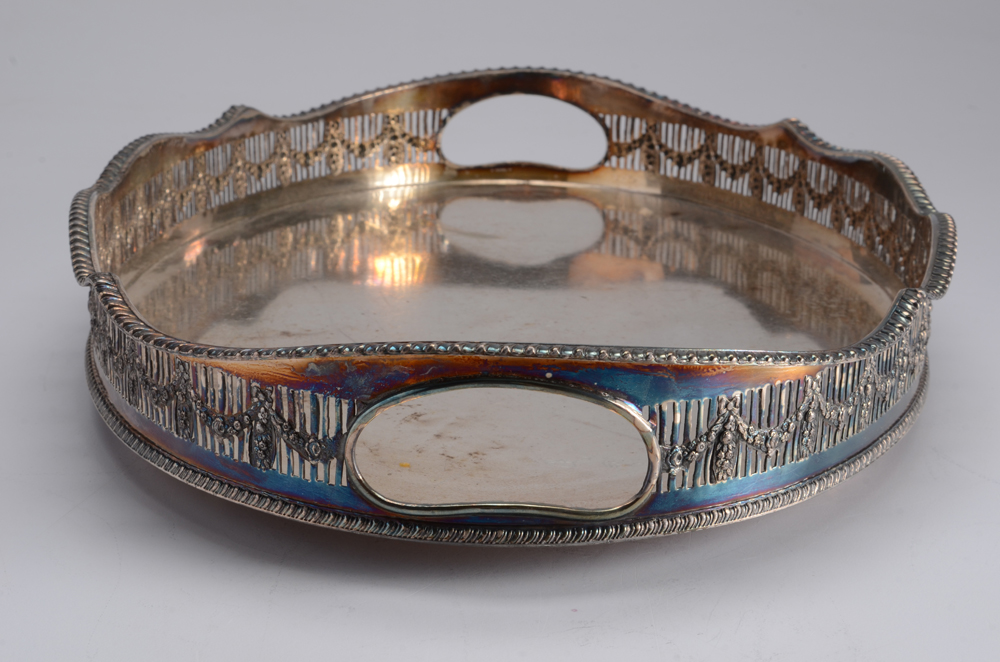 Collection of Silver Plate Platters and Butter Knife