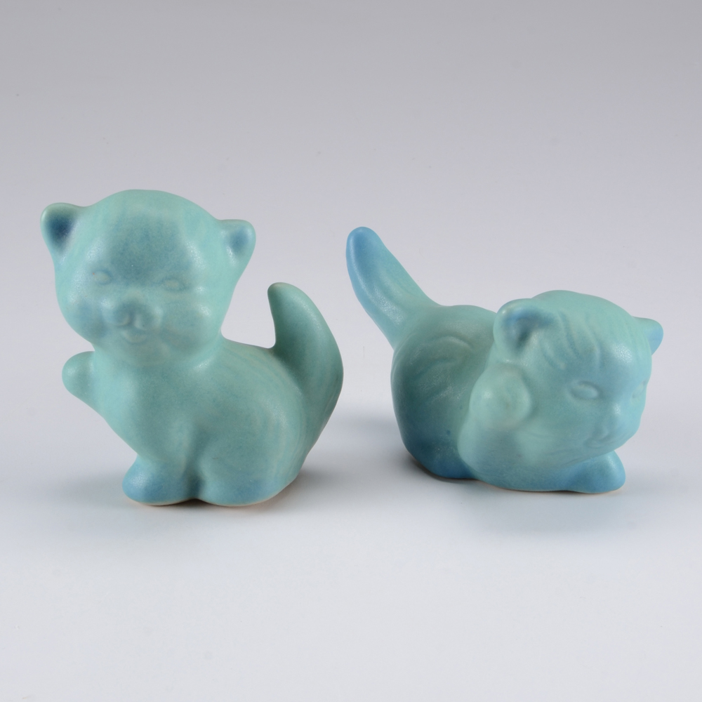 Set of Cat Figurines from Van Briggle Pottery