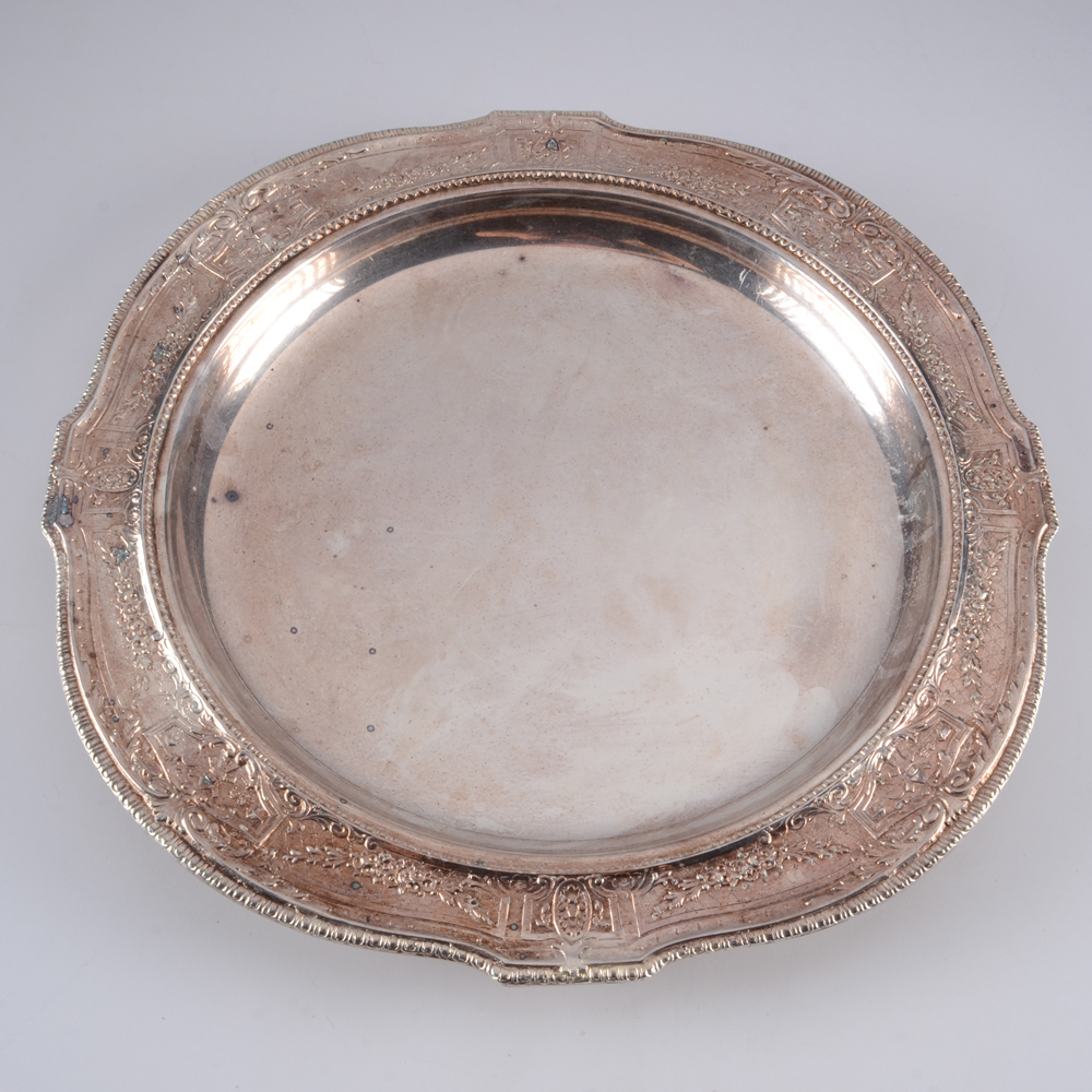 Collection of Silver Plate Platters and Butter Knife