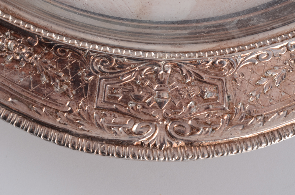 Collection of Silver Plate Platters and Butter Knife