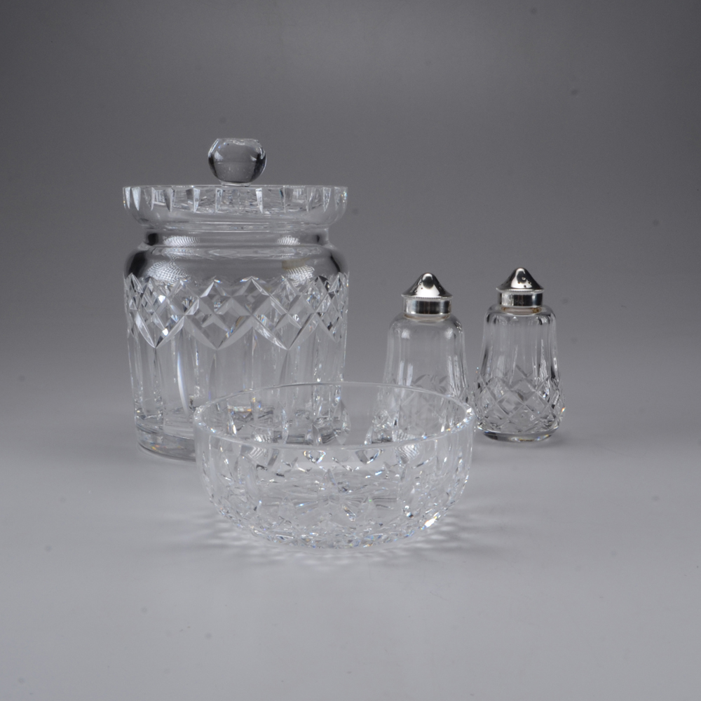 Collection of Waterford "Lismore" Crystal Including Barrel Biscuit Jar
