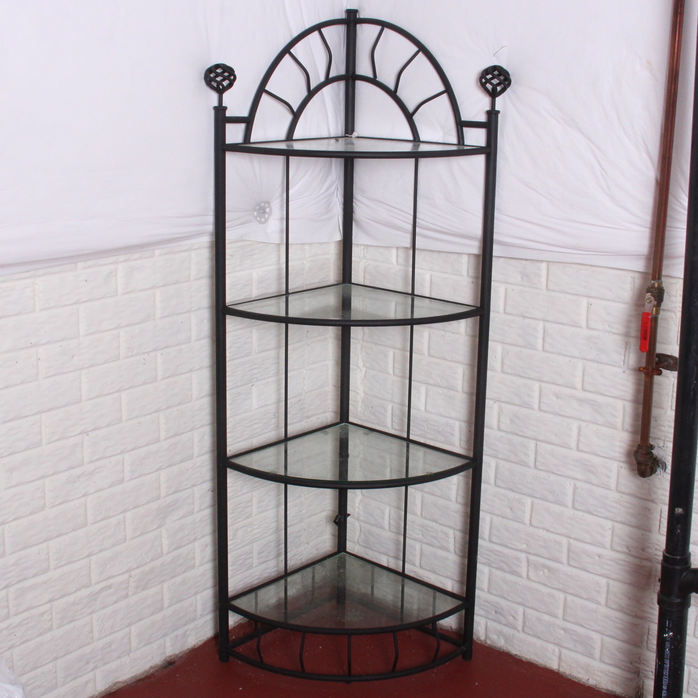 Pair of Metal Frame Corner Shelves