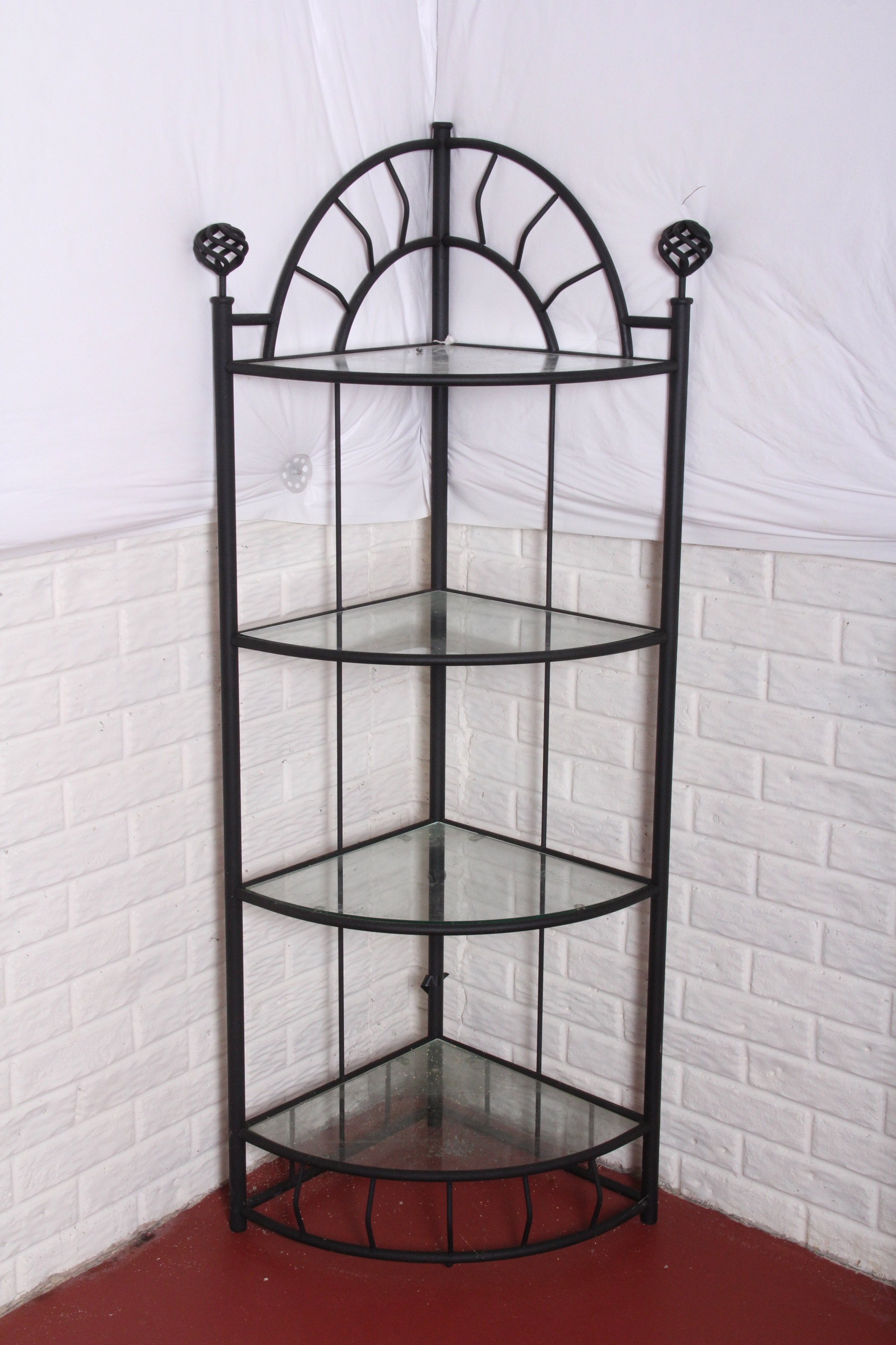 Pair of Metal Frame Corner Shelves