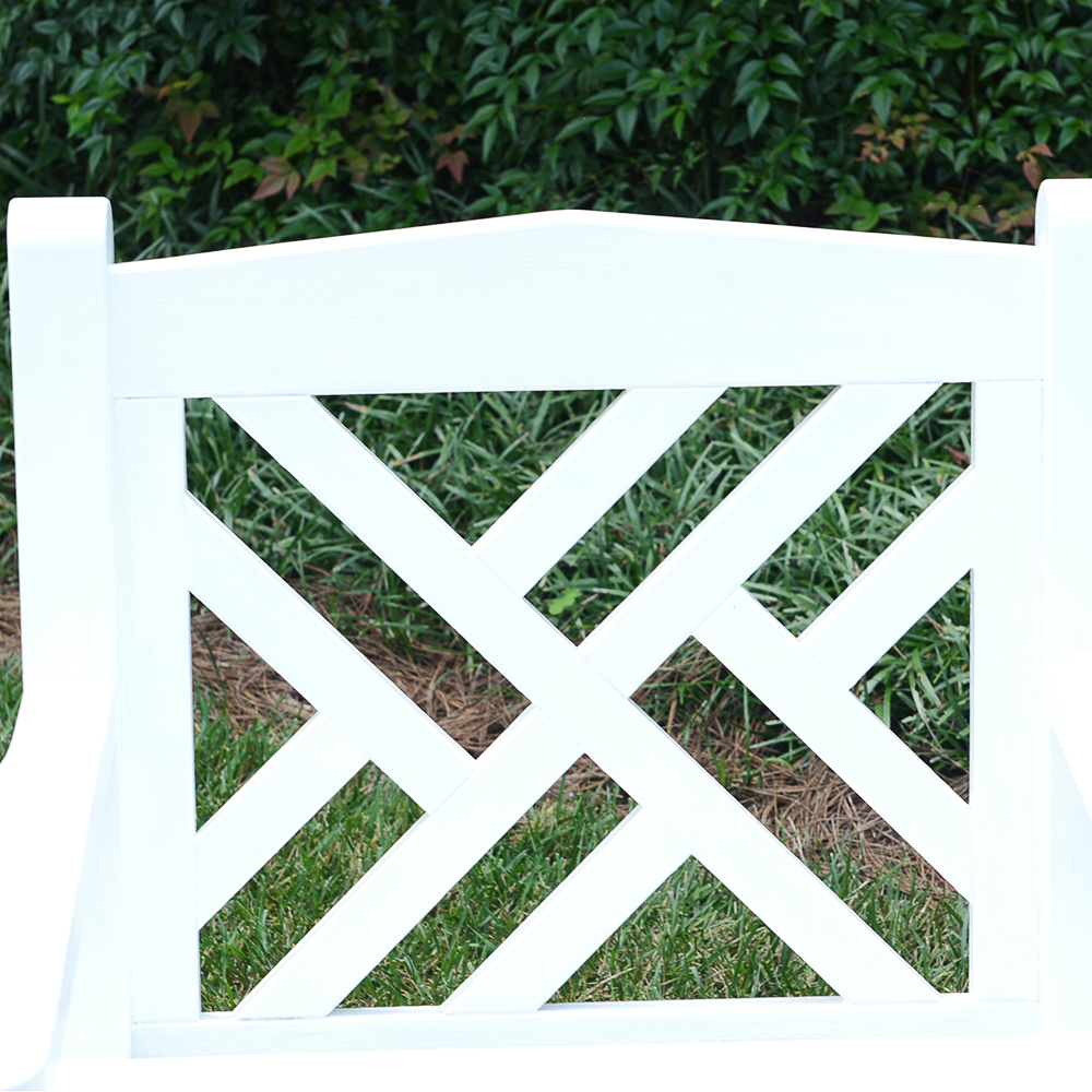 White Wooden Lattice Back Armchairs