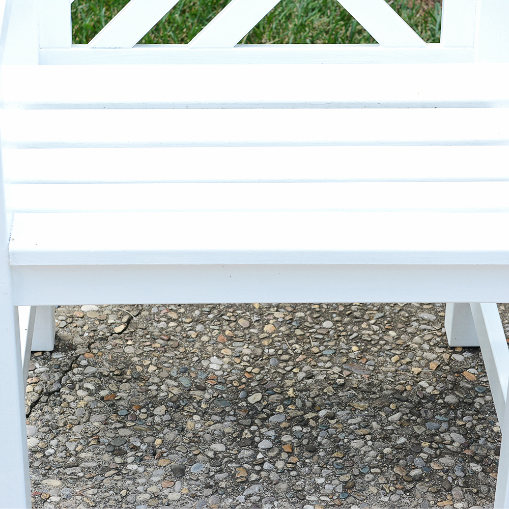 White Wooden Lattice Back Armchairs