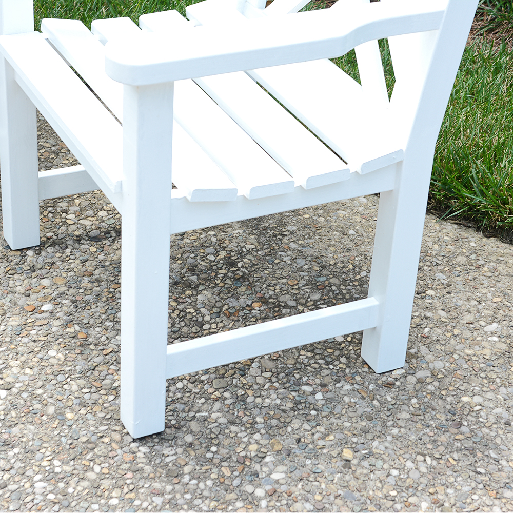 White Wooden Lattice Back Armchairs