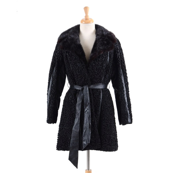 1970s Vintage Donenfeld's of Dayton Persian Lamb and Leather Fur Coat