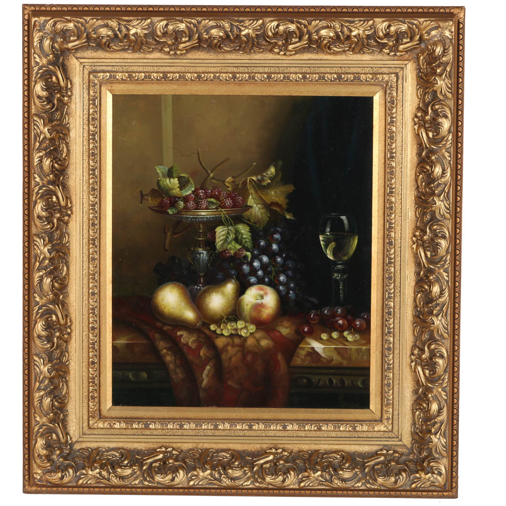 Henry Ramirez Jr Signed Oil on Canvas Still Life of Fruit