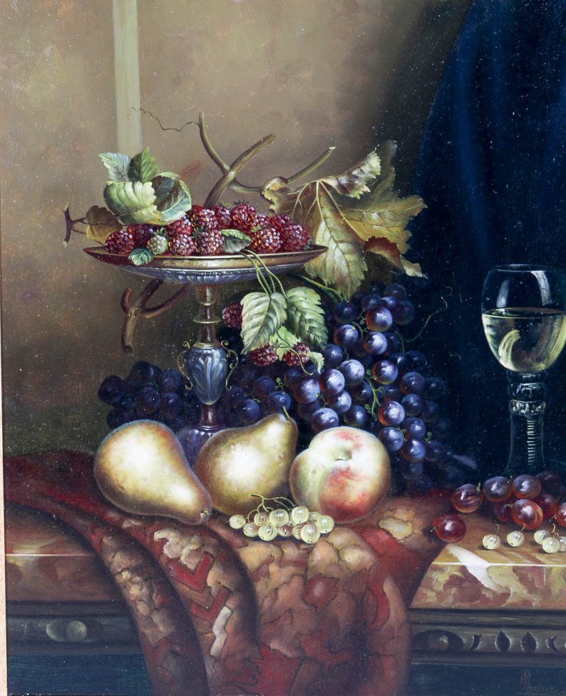 Henry Ramirez Jr Signed Oil on Canvas Still Life of Fruit