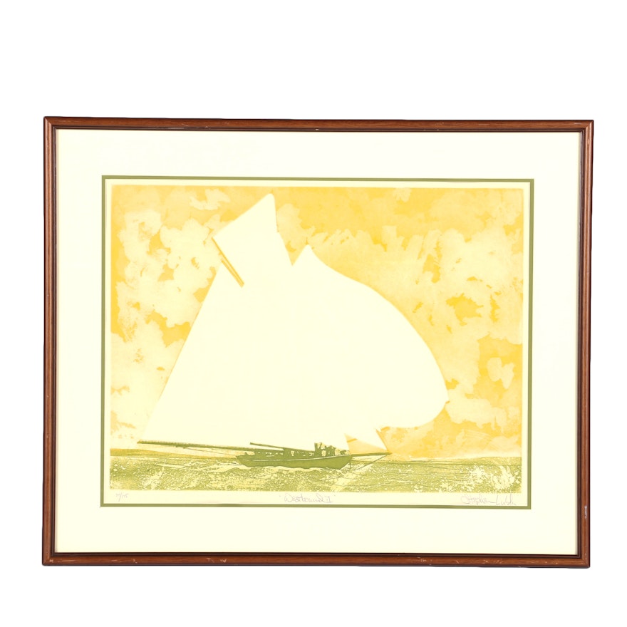 Signed Limited Edition Stone Lithograph Sailboat Print "Westbound II"