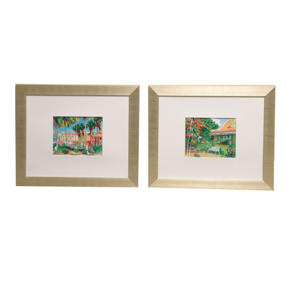Pair of Herman Van Bergen Curaçao Offset Prints