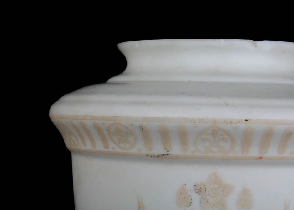 Vintage Frosted Glass Decorated Urn Shaped Globe