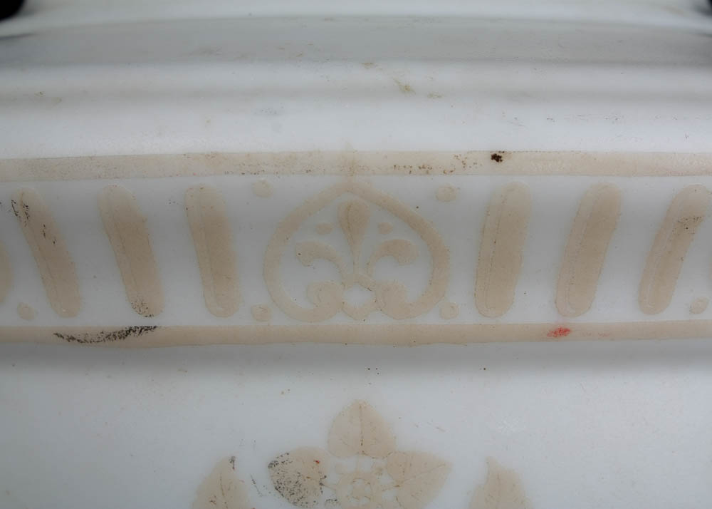 Vintage Frosted Glass Decorated Urn Shaped Globe