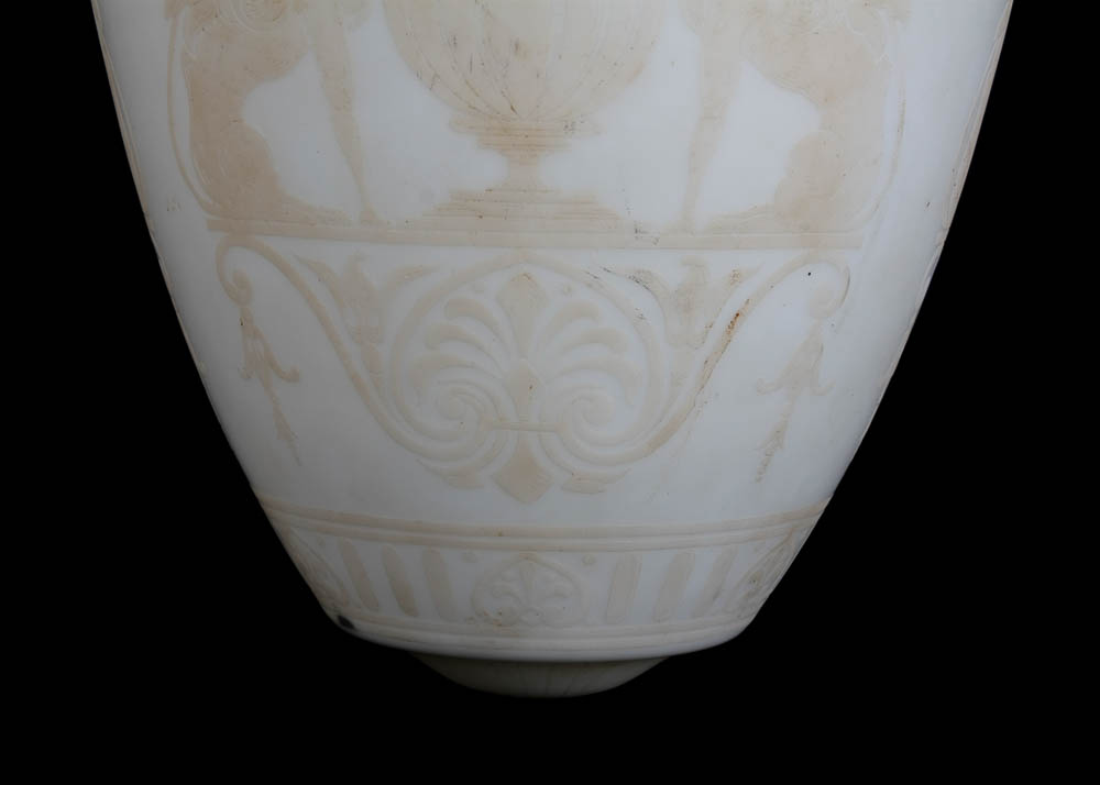 Vintage Frosted Glass Decorated Urn Shaped Globe