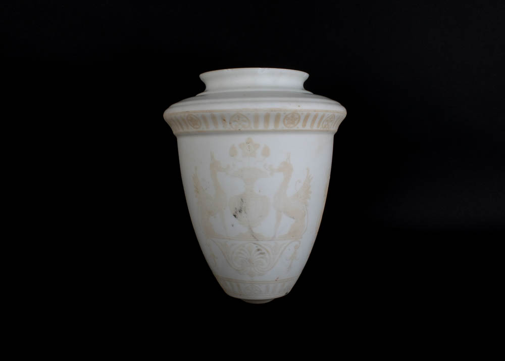 Vintage Frosted Glass Decorated Urn Shaped Globe