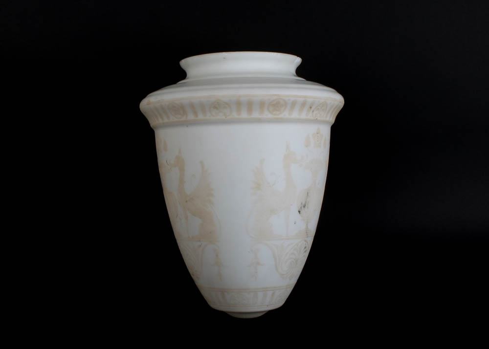 Vintage Frosted Glass Decorated Urn Shaped Globe