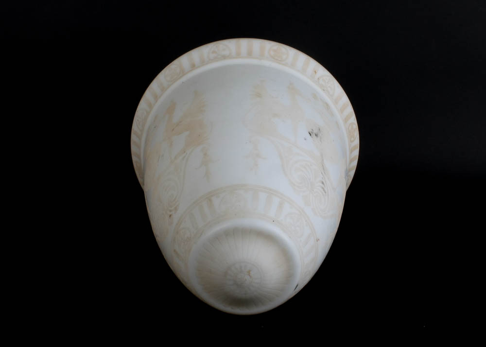 Vintage Frosted Glass Decorated Urn Shaped Globe