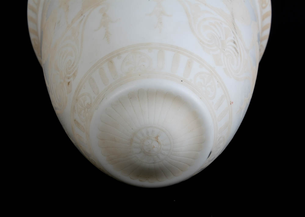 Vintage Frosted Glass Decorated Urn Shaped Globe