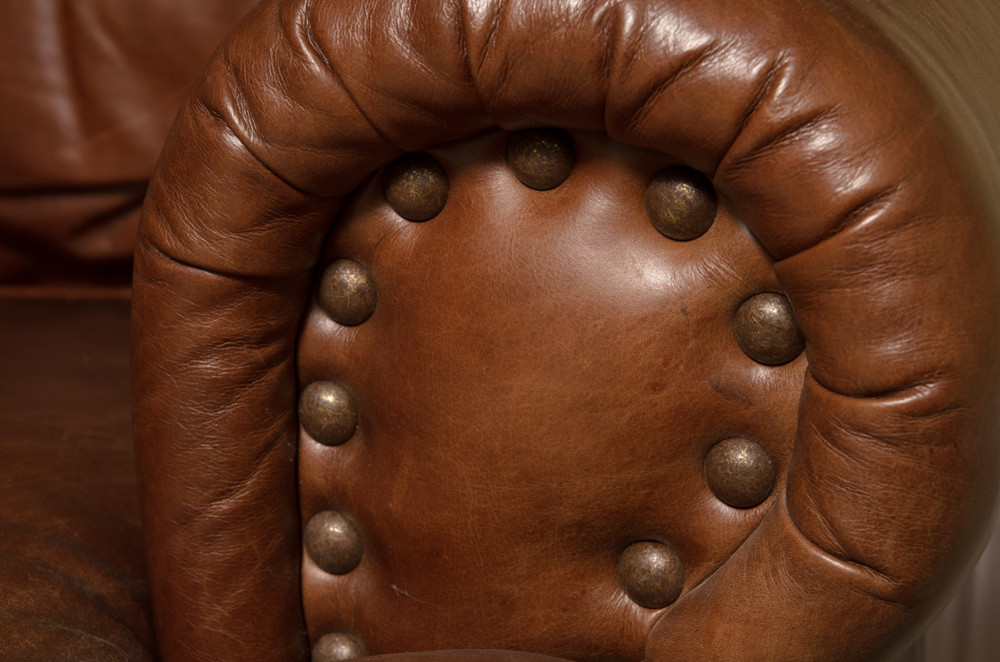 Brown Leather Nail Head Couch