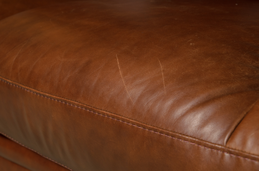Brown Leather Nail Head Couch