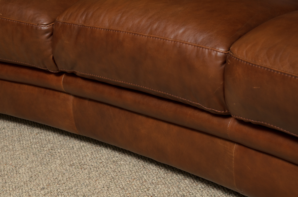 Brown Leather Nail Head Couch