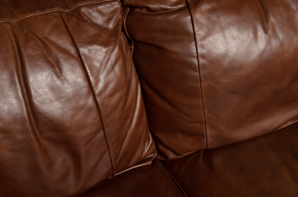 Brown Leather Nail Head Couch