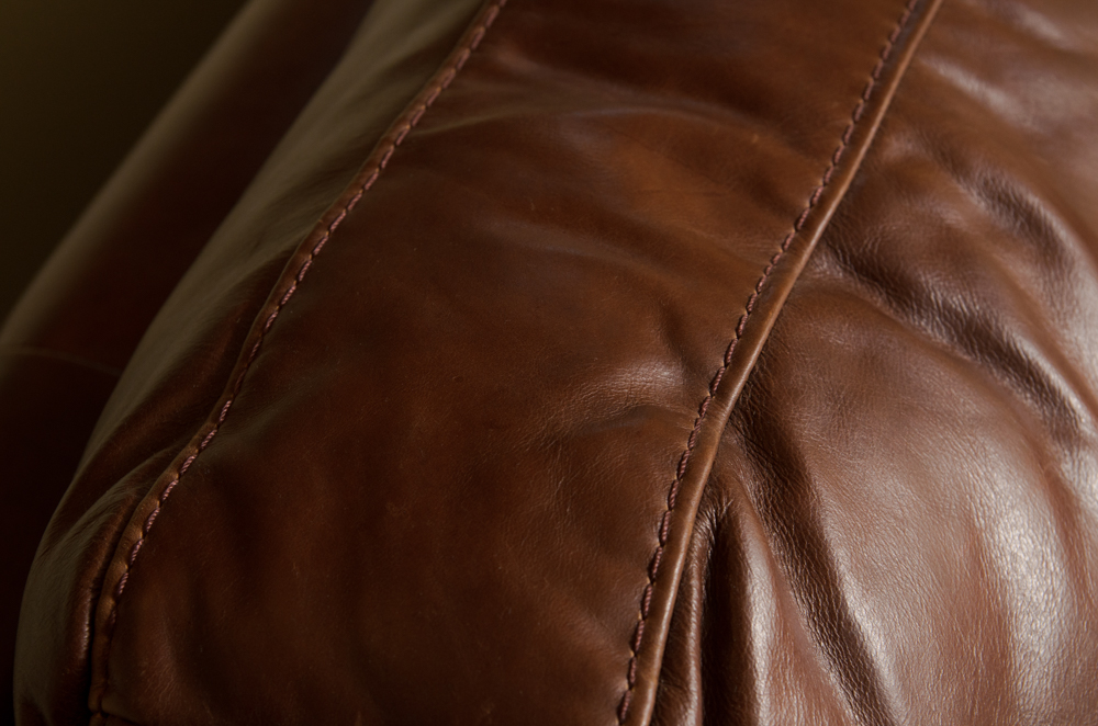 Brown Leather Nail Head Couch