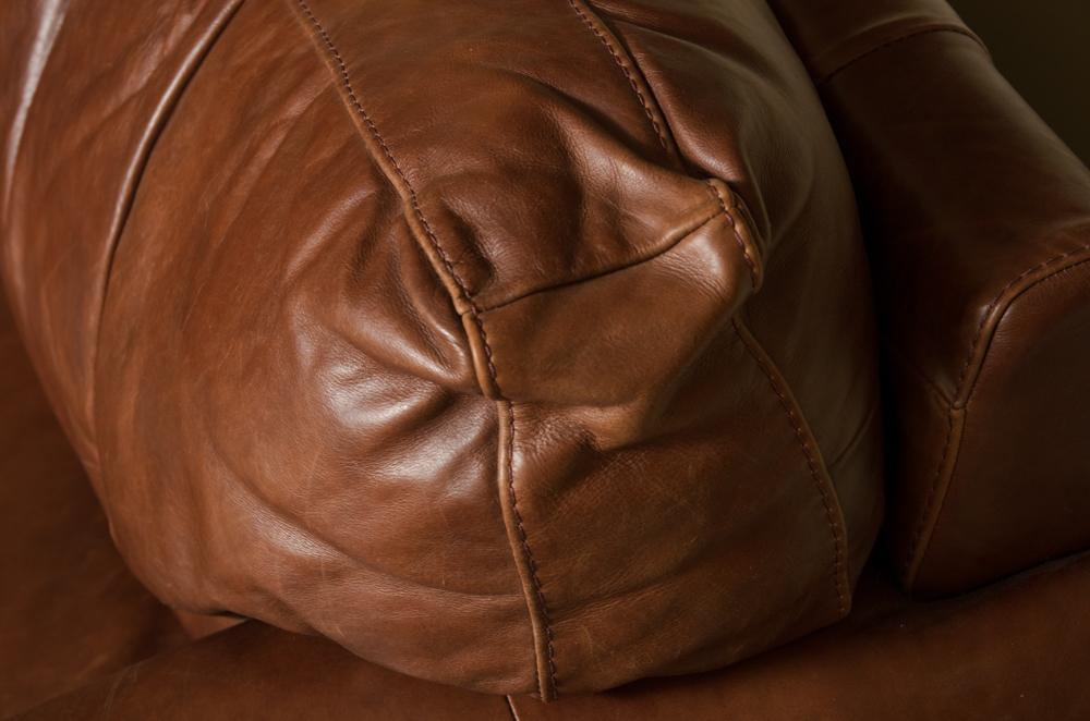 Brown Leather Nail Head Couch