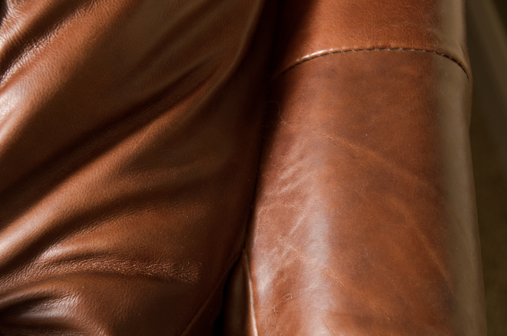 Brown Leather Nail Head Couch