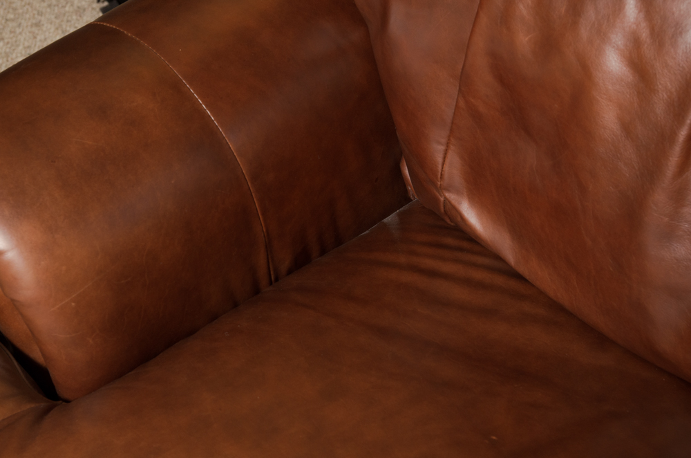 Brown Leather Nail Head Couch