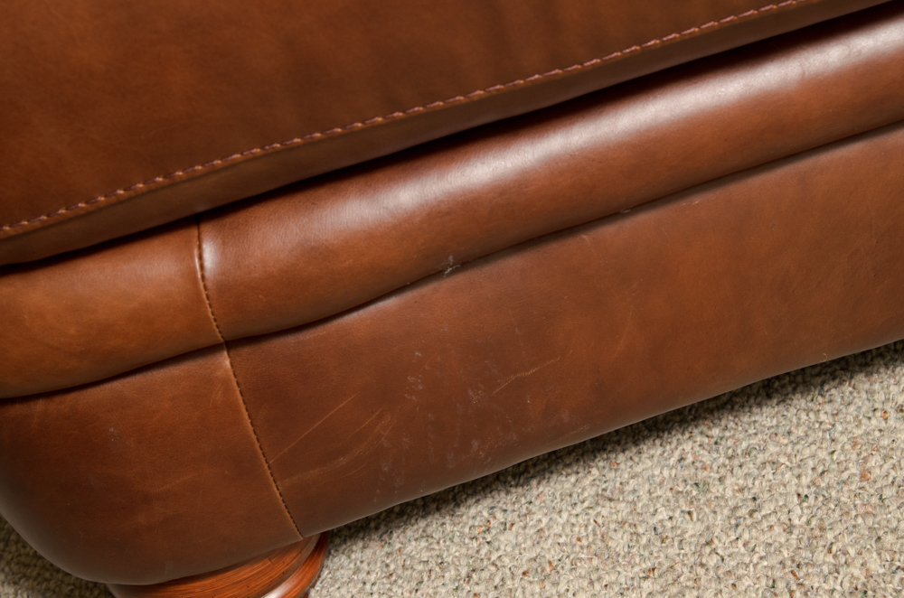Brown Leather Nail Head Couch