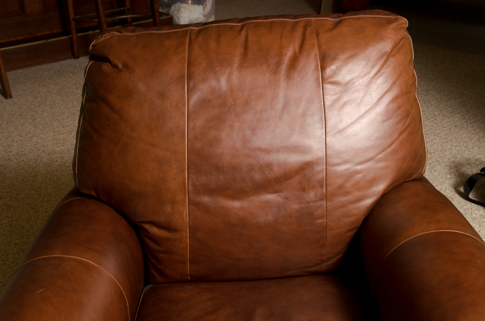 Brown Leather Nail Head Trim Recliner Chair