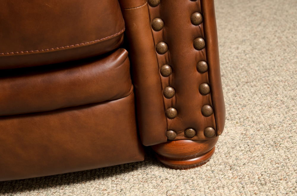 Brown Leather Nail Head Trim Recliner Chair