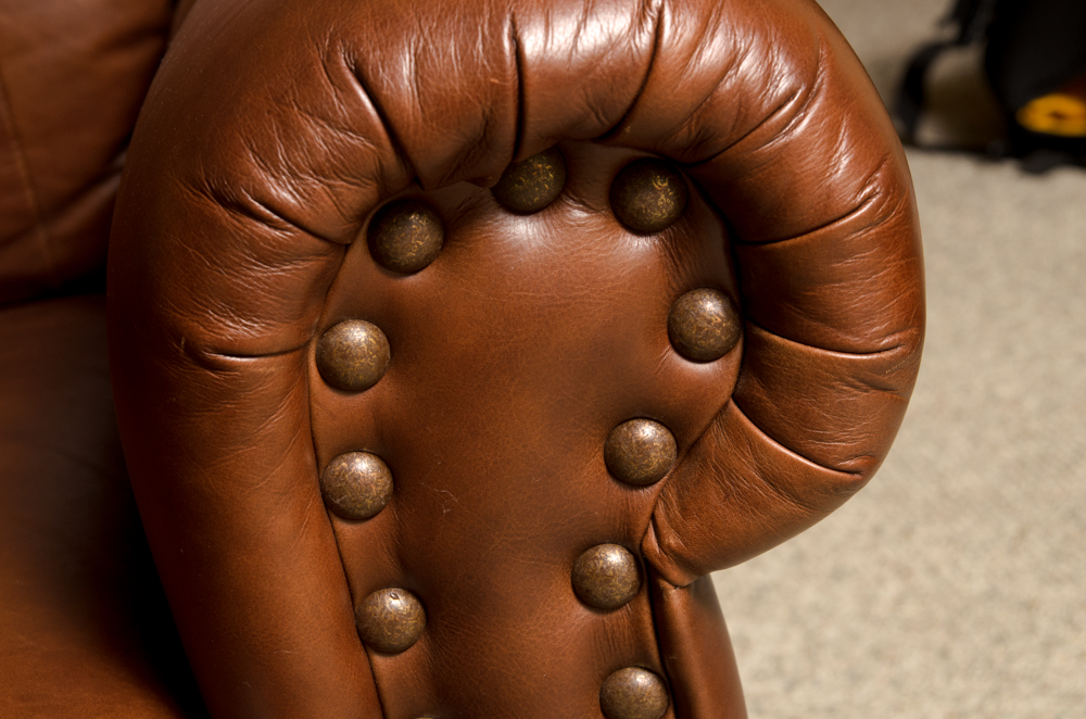 Brown Leather Nail Head Trim Recliner Chair