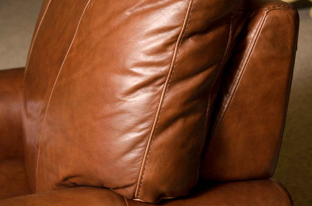 Brown Leather Nail Head Trim Recliner Chair