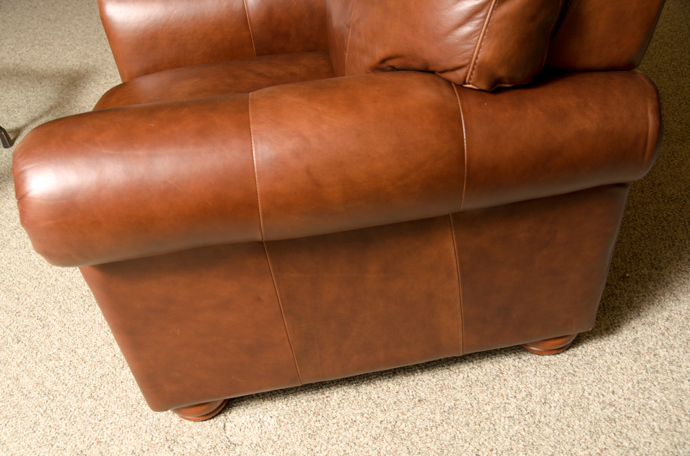 Brown Leather Nail Head Trim Recliner Chair