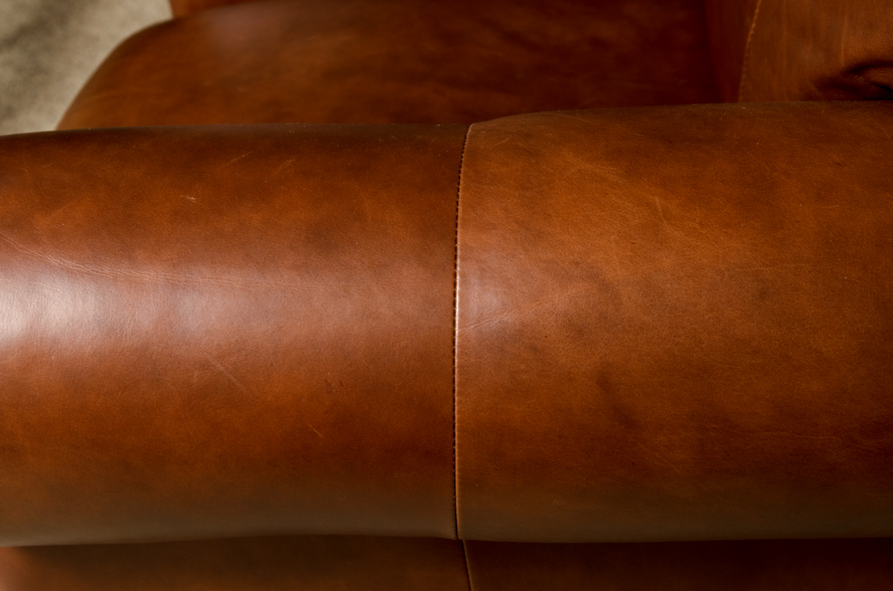 Brown Leather Nail Head Trim Recliner Chair