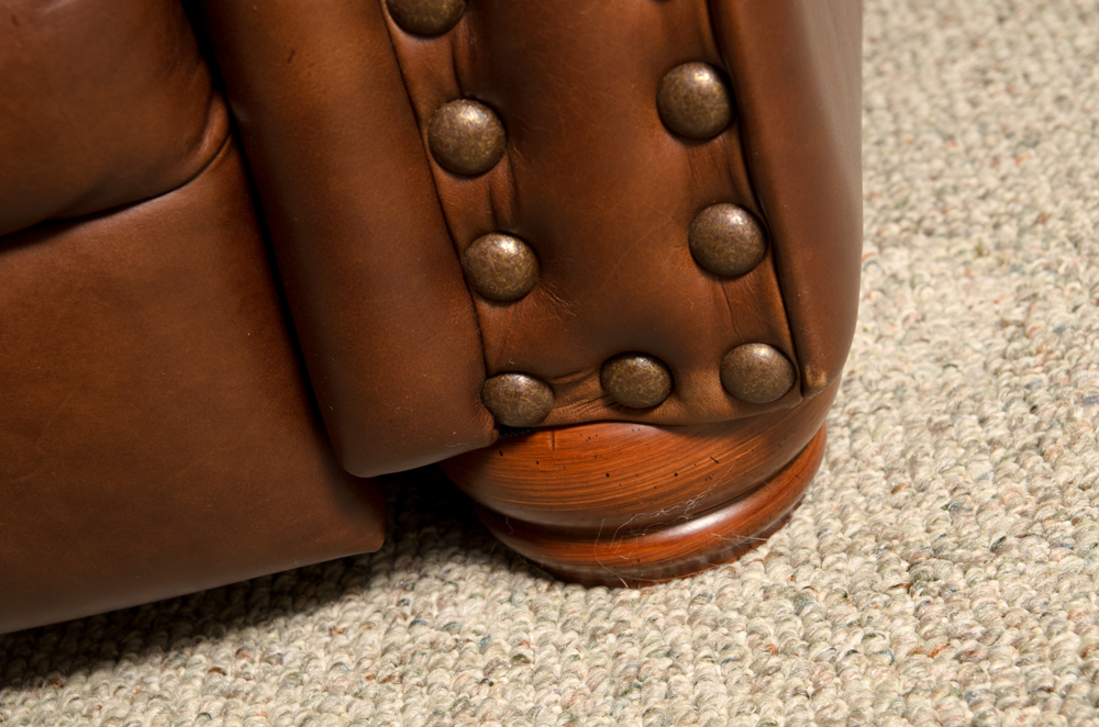 Brown Leather Nail Head Trim Recliner Chair
