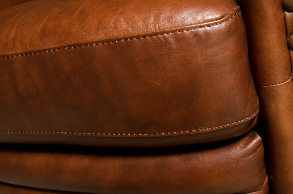 Brown Leather Nail Head Trim Recliner Chair