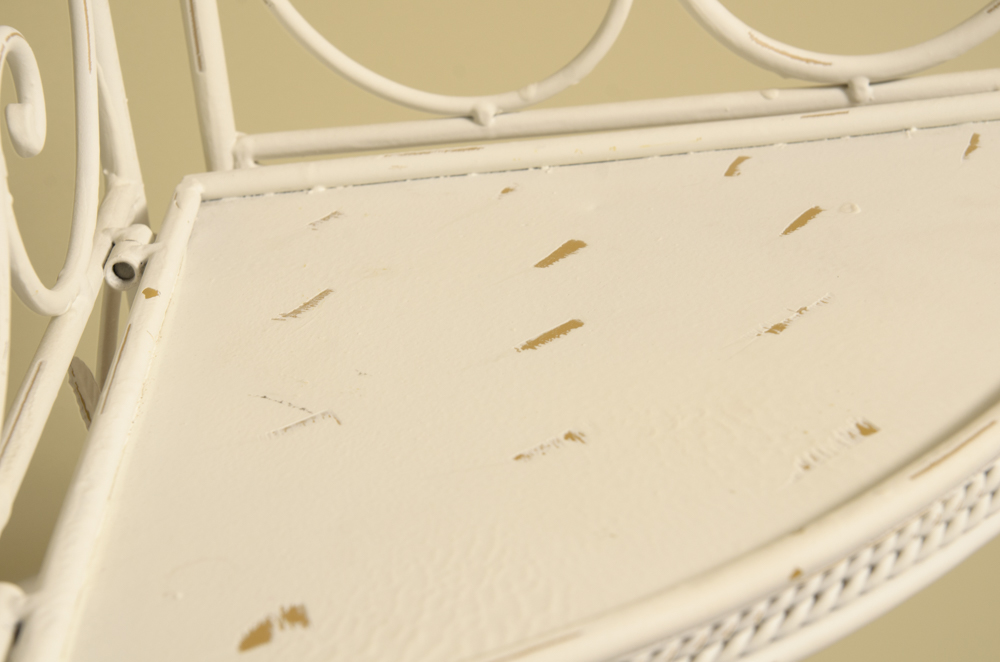 White Metal Four Shelf Plant Rack with Metal Leaf Detailing