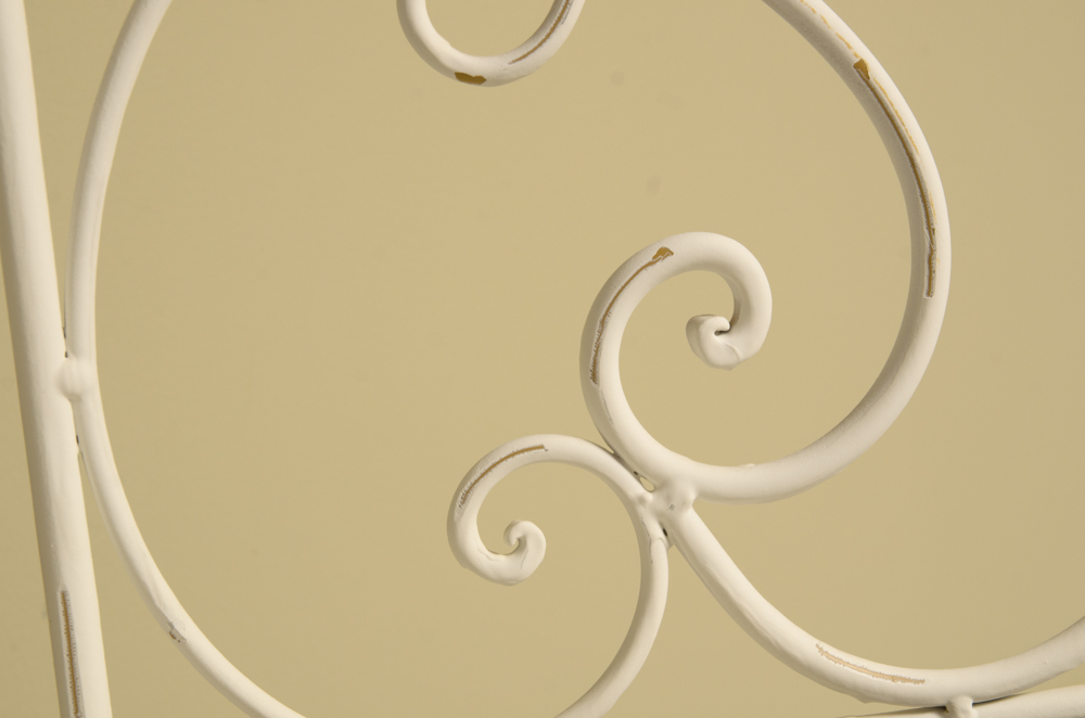 White Metal Four Shelf Plant Rack with Metal Leaf Detailing