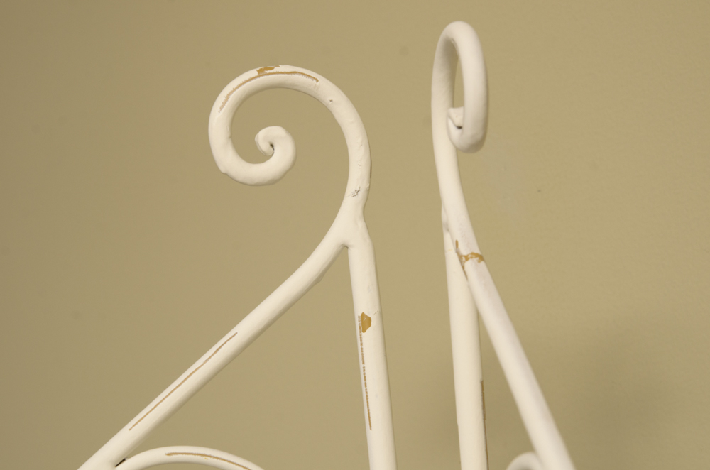 White Metal Four Shelf Plant Rack with Metal Leaf Detailing