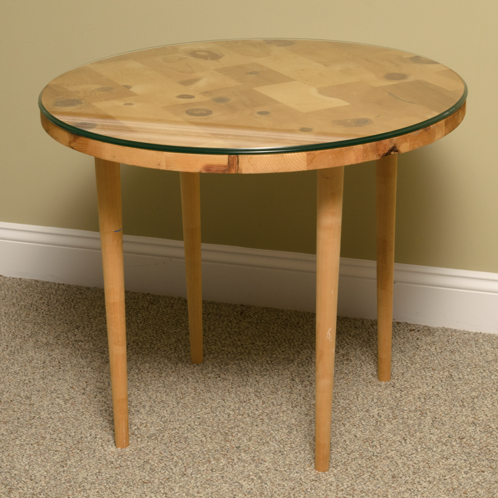 Circular Raw Oak Adamo End Table