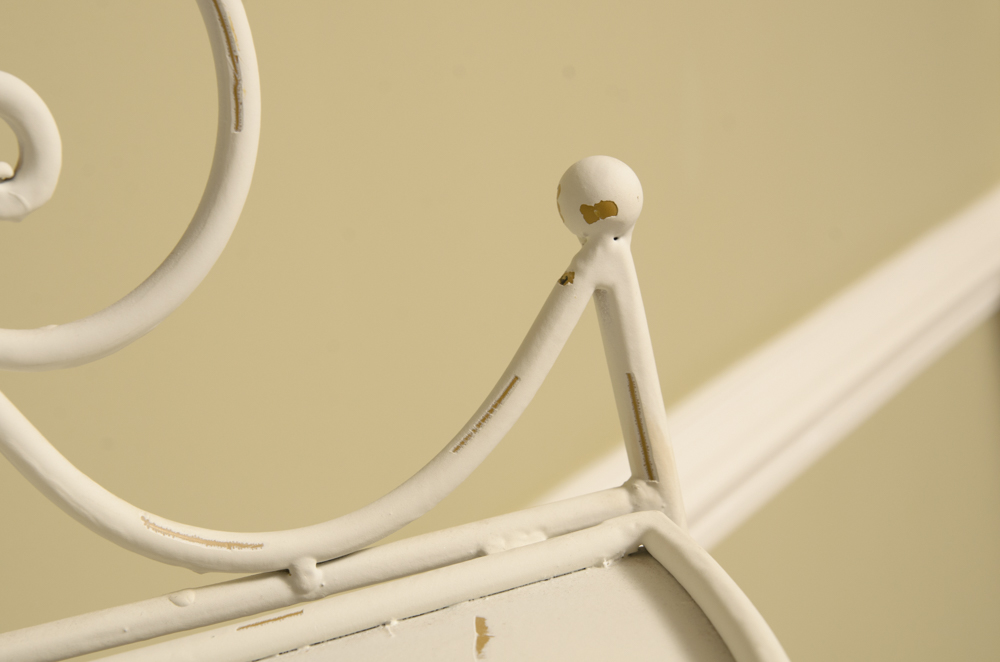 White Metal Four Shelf Plant Rack with Metal Leaf Detailing