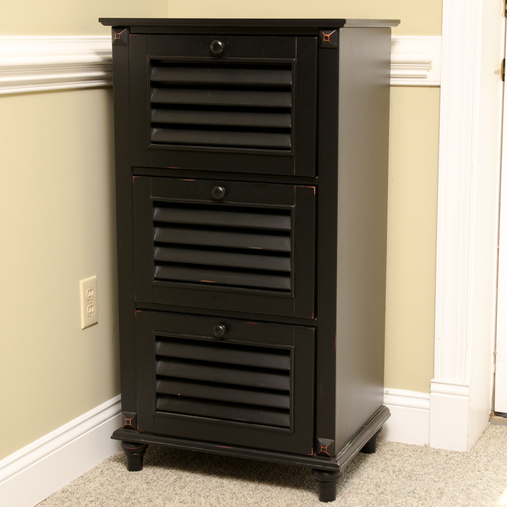 Black Three Drawer Wooden Storage Unit
