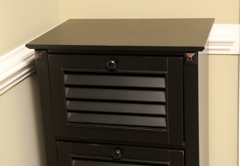 Black Three Drawer Wooden Storage Unit