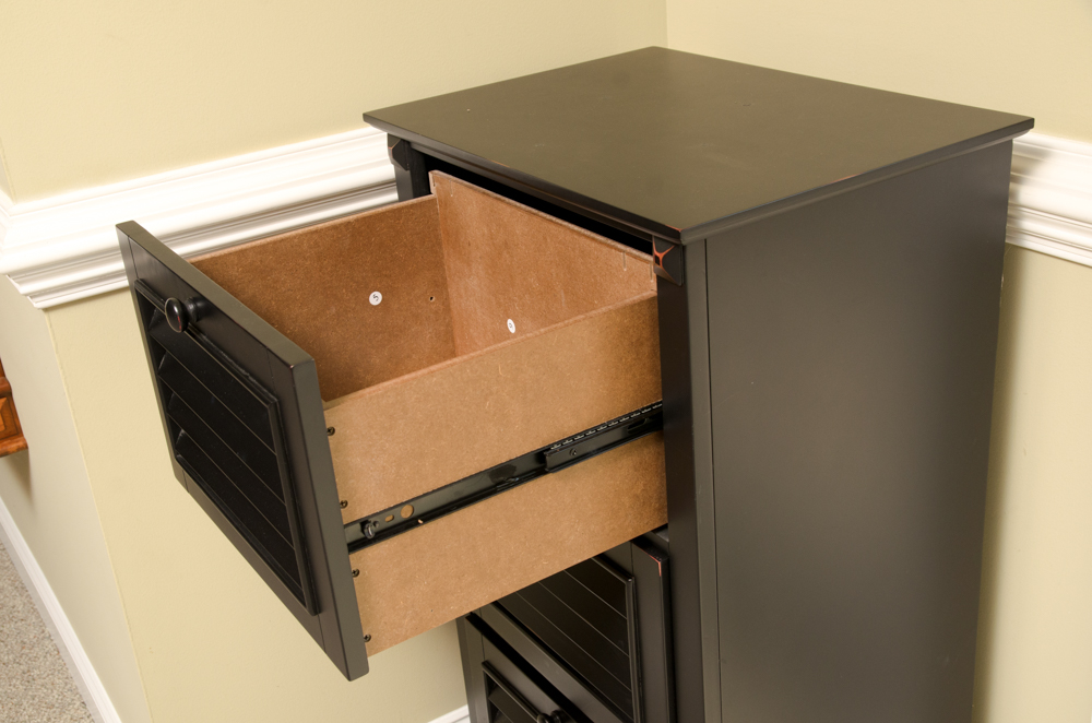 Black Three Drawer Wooden Storage Unit