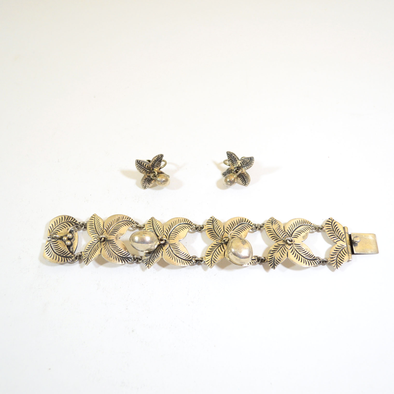 Mexican Sterling Silver Bracelet and Earrings
